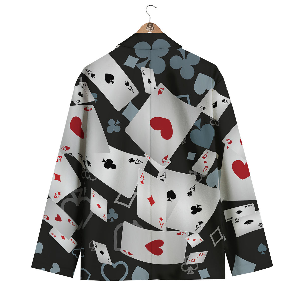 Casino Card Falling Print Men's Blazer-grizzshop