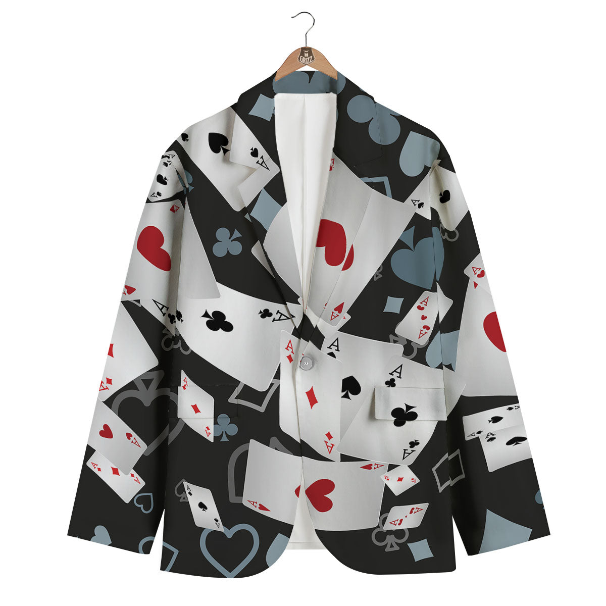 Casino Card Falling Print Men's Blazer-grizzshop