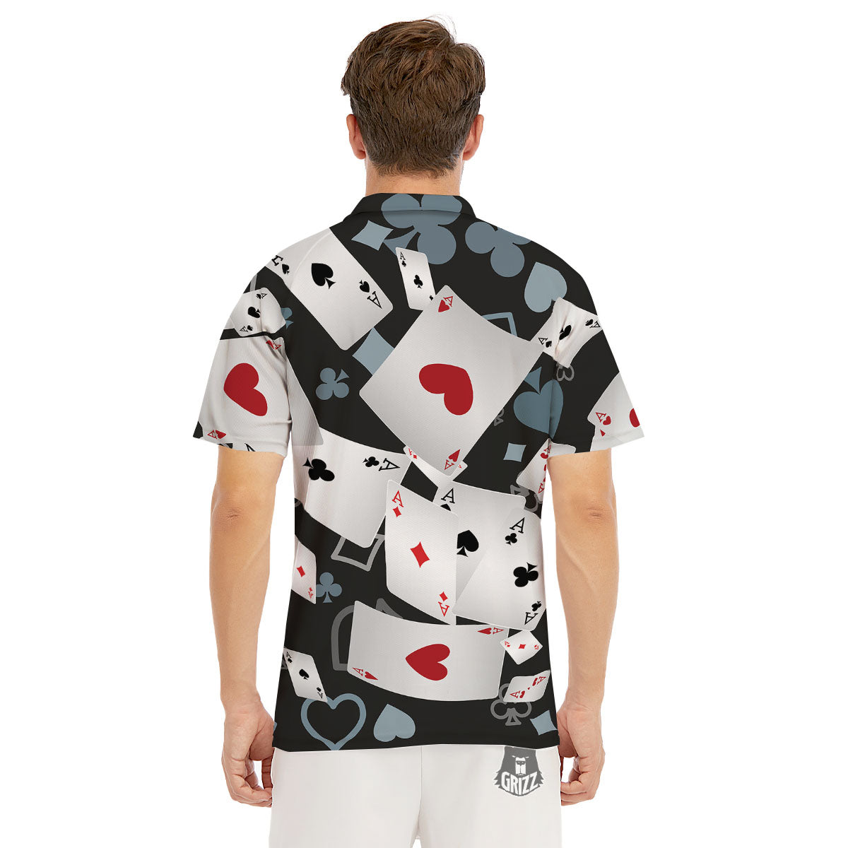 Casino Card Falling Print Men's Golf Shirts-grizzshop