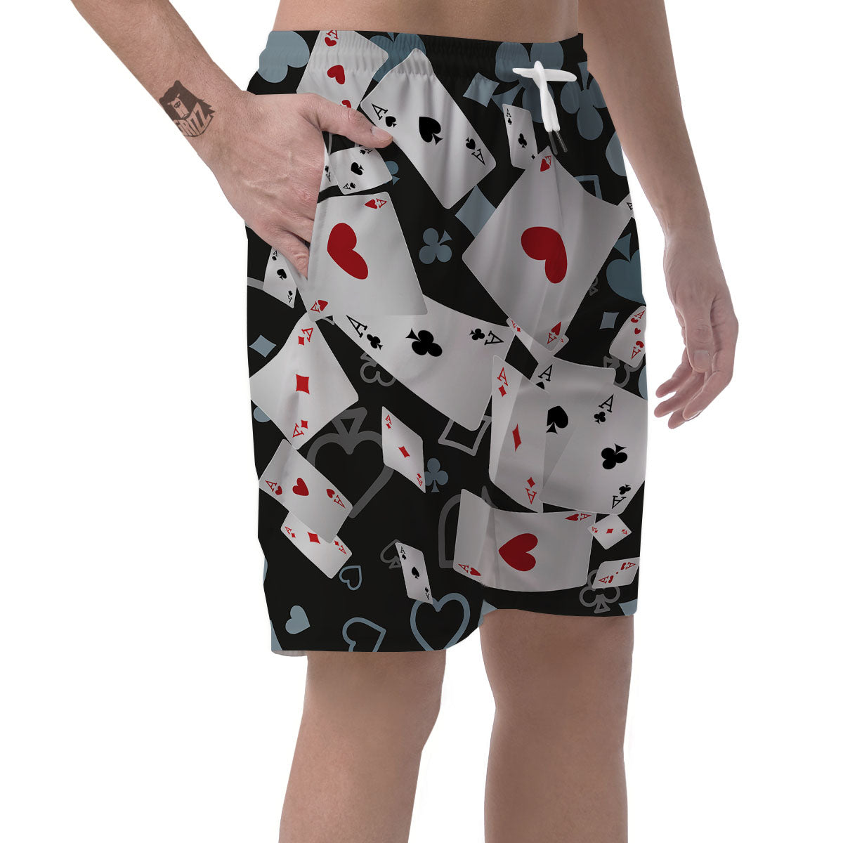 Casino Card Falling Print Men's Shorts-grizzshop