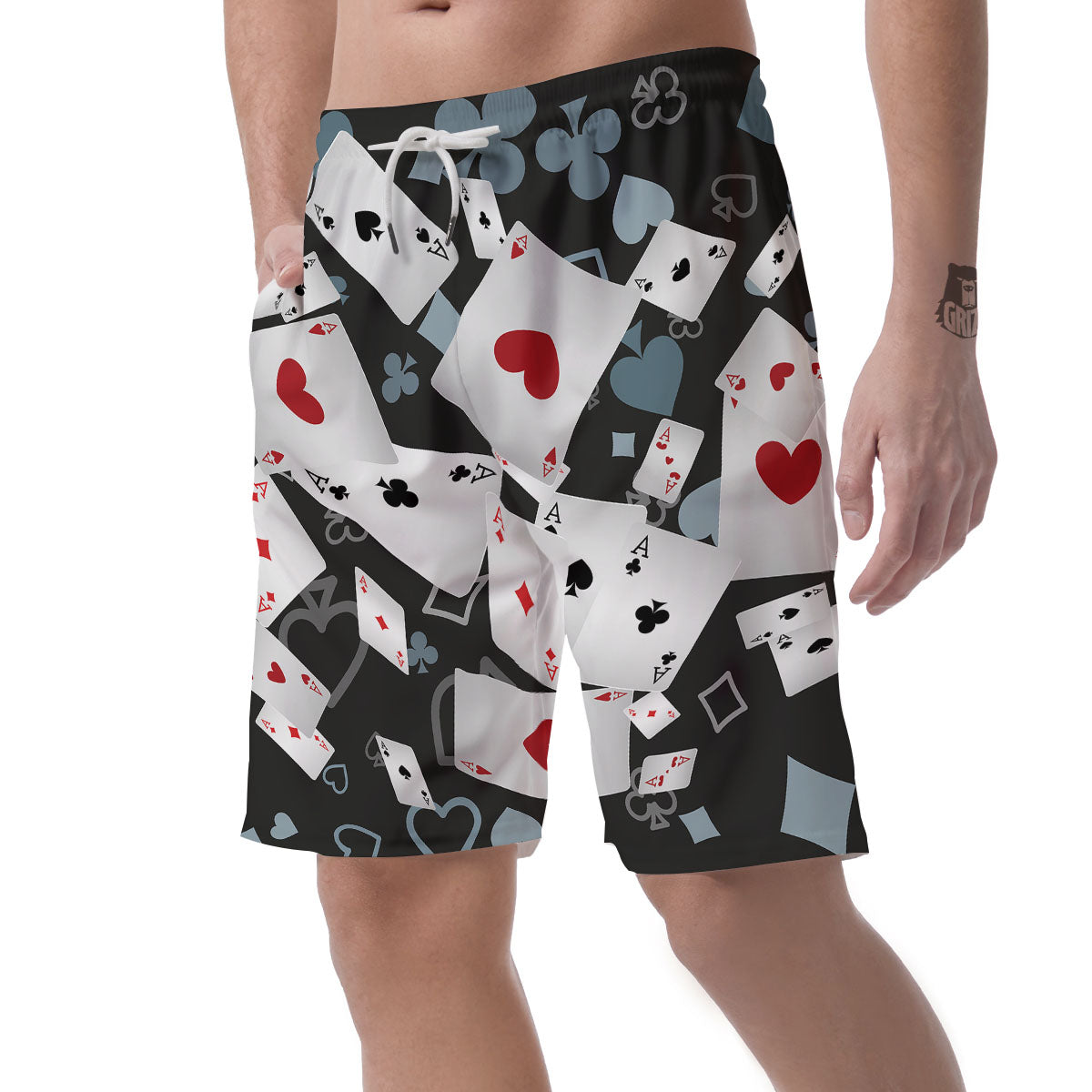 Casino Card Falling Print Men's Shorts-grizzshop
