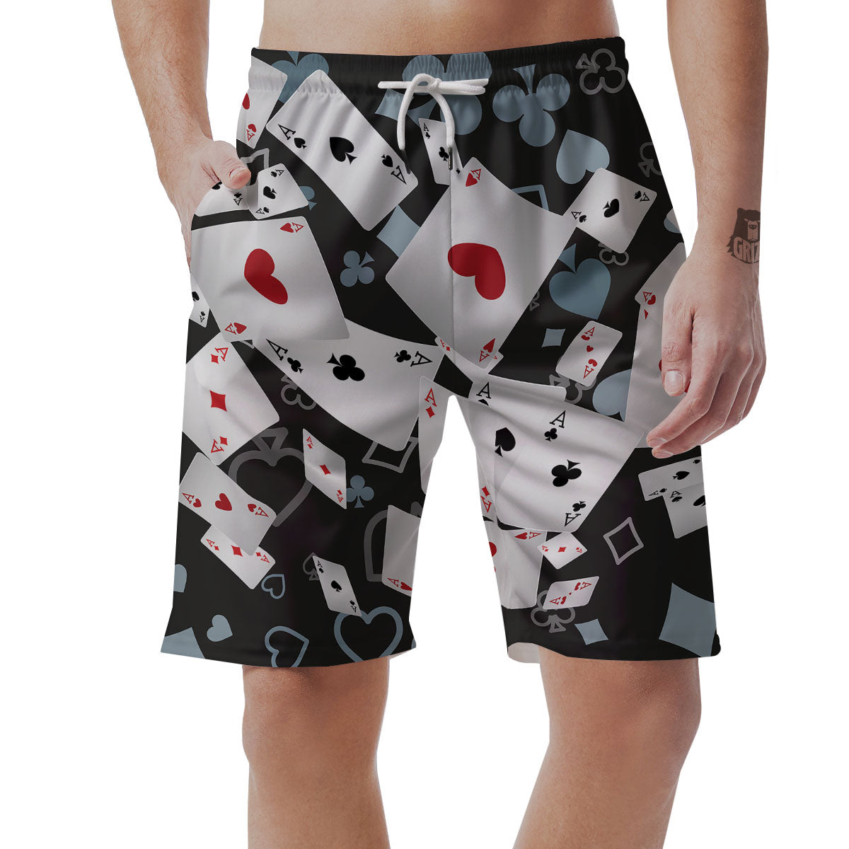 Casino Card Falling Print Men's Shorts-grizzshop