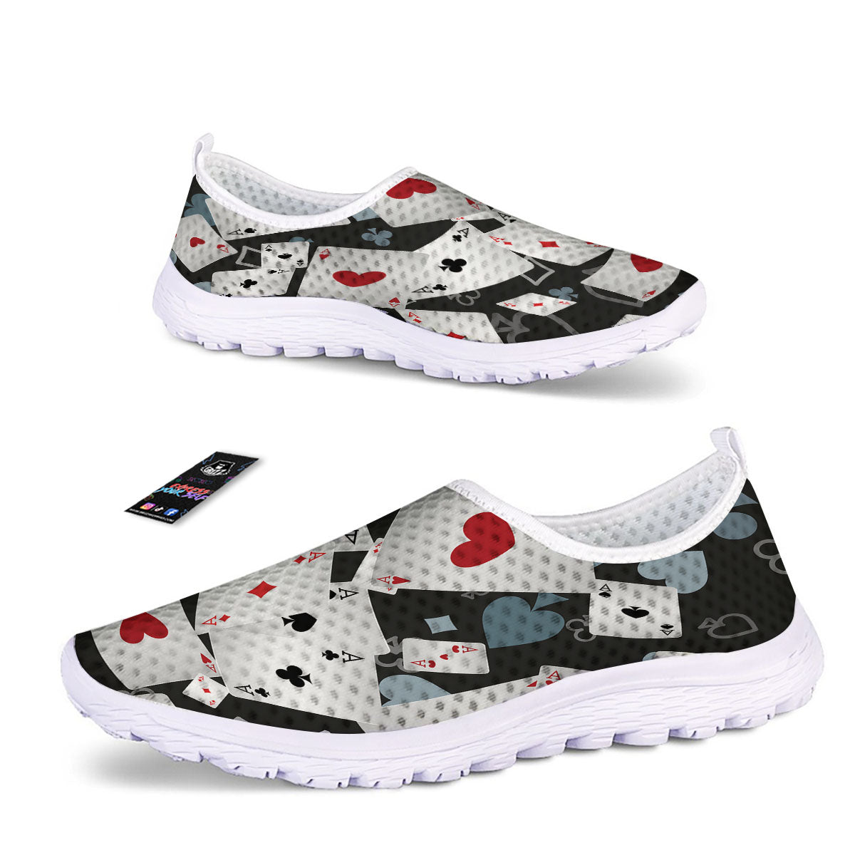 Casino Card Falling Print Nurse Shoes-grizzshop