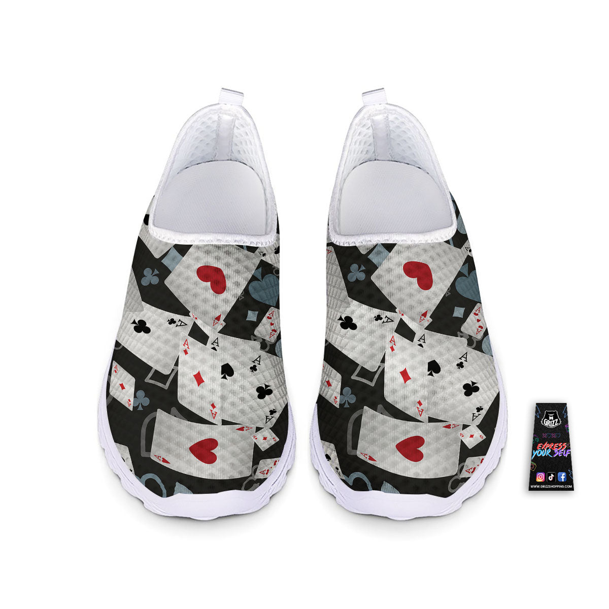 Casino Card Falling Print Nurse Shoes-grizzshop