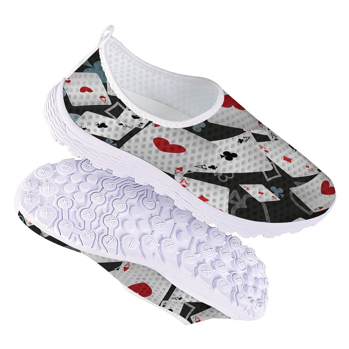 Casino Card Falling Print Nurse Shoes-grizzshop
