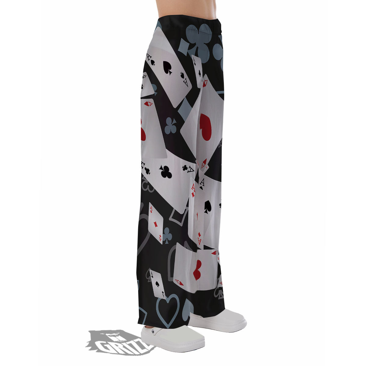 Casino Card Falling Print Pajama Pants-grizzshop