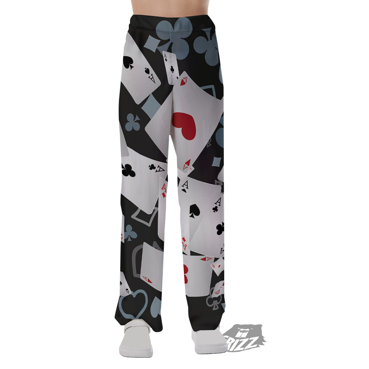 Casino Card Falling Print Pajama Pants-grizzshop