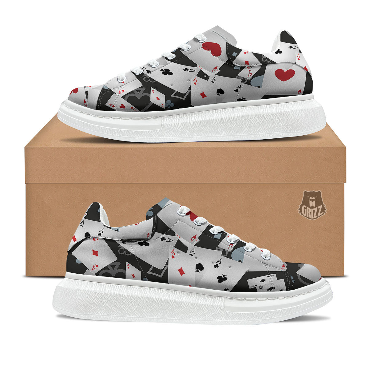 Casino Card Falling Print Platform Shoes-grizzshop
