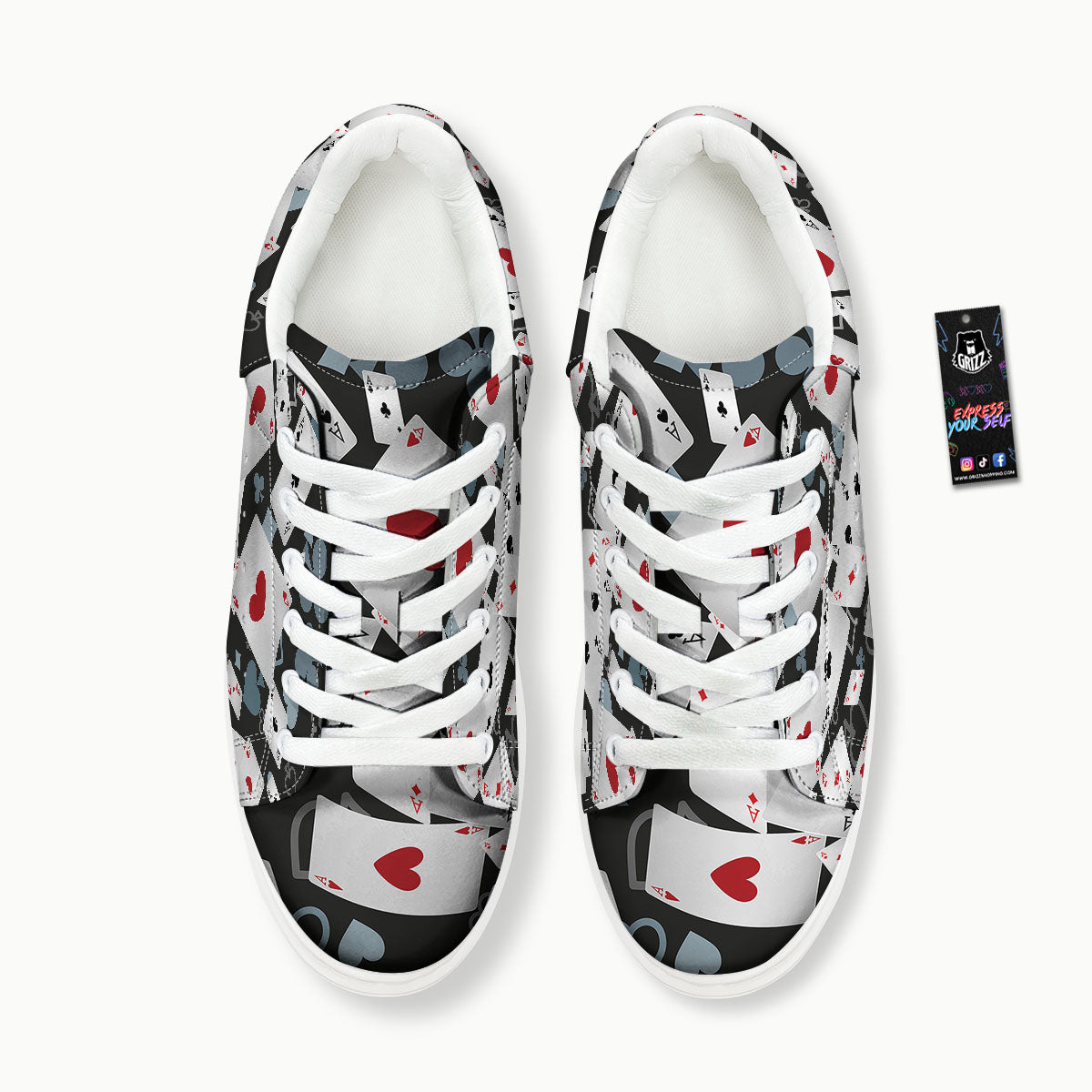Casino Card Falling Print Platform Shoes-grizzshop