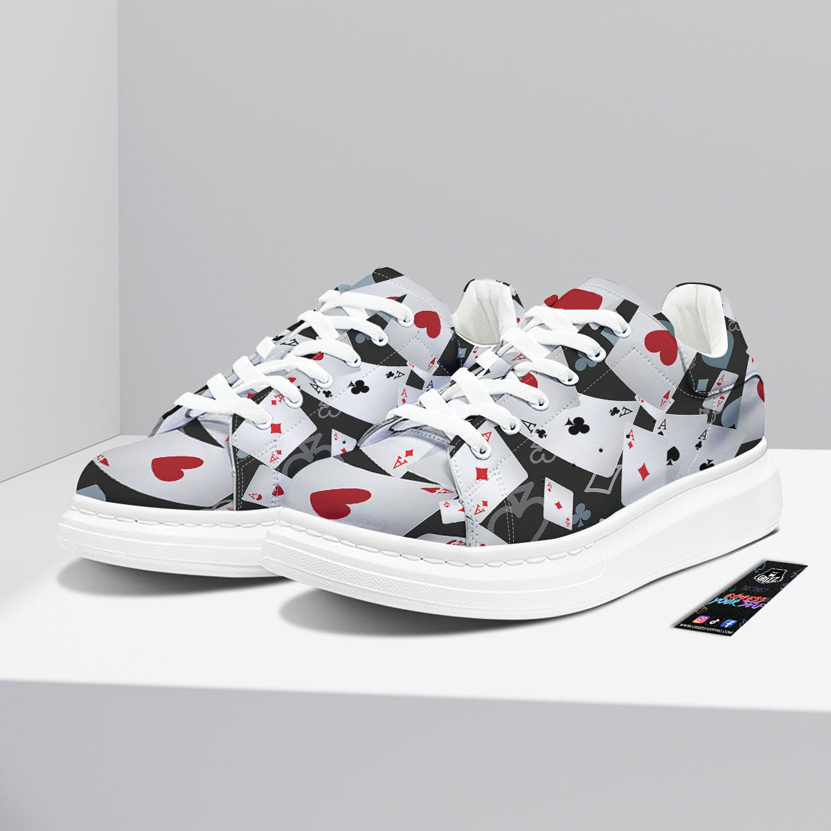 Casino Card Falling Print Platform Shoes-grizzshop