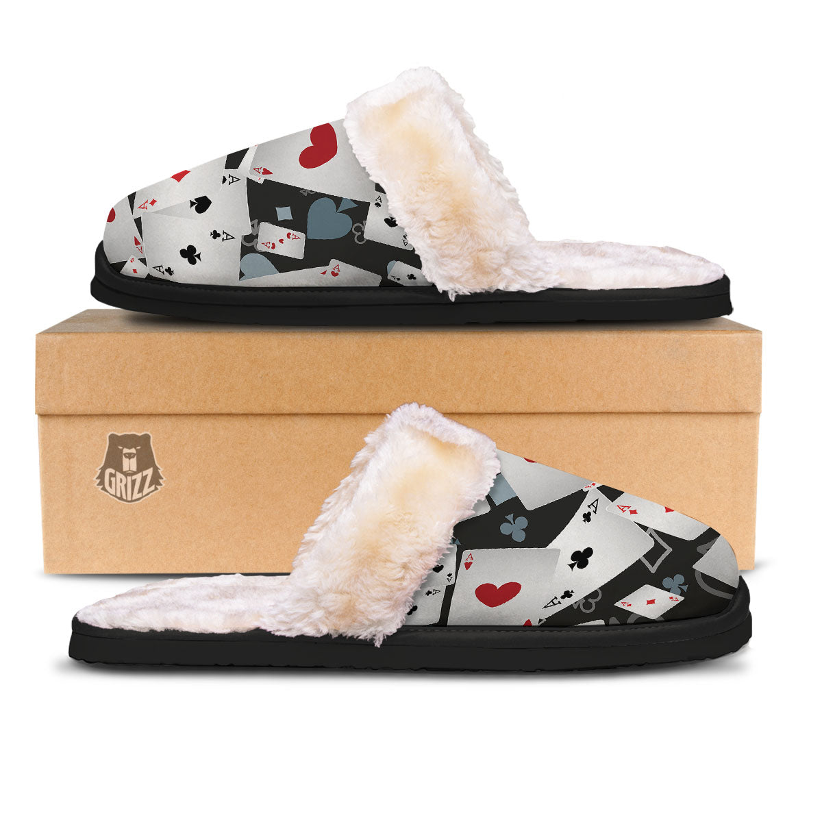 Casino Card Falling Print Slippers-grizzshop