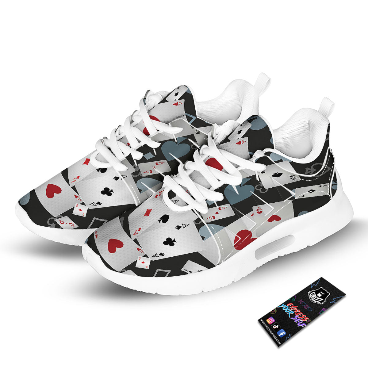 Casino Card Falling Print Tennis Shoes-grizzshop