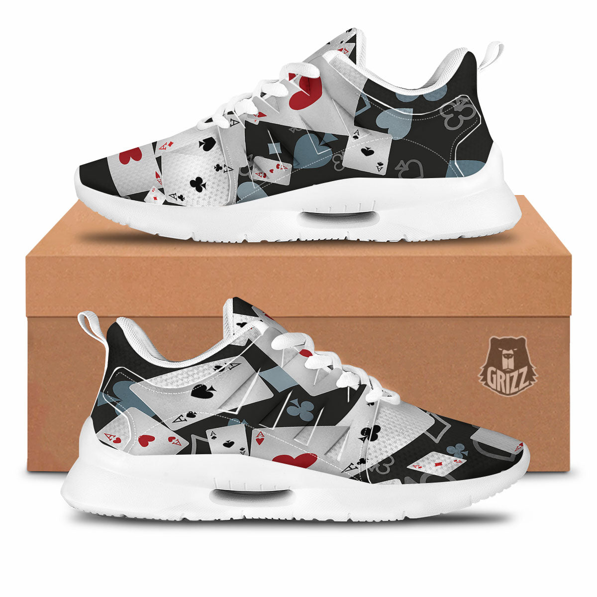 Casino Card Falling Print Tennis Shoes-grizzshop