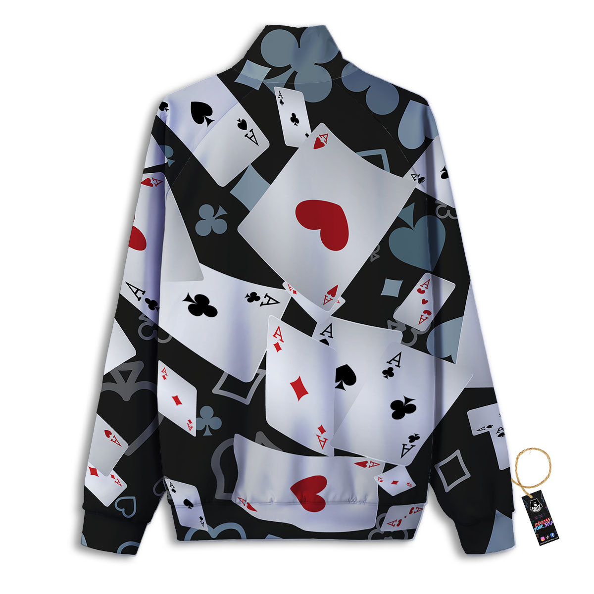 Casino Card Falling Print Track Jacket-grizzshop