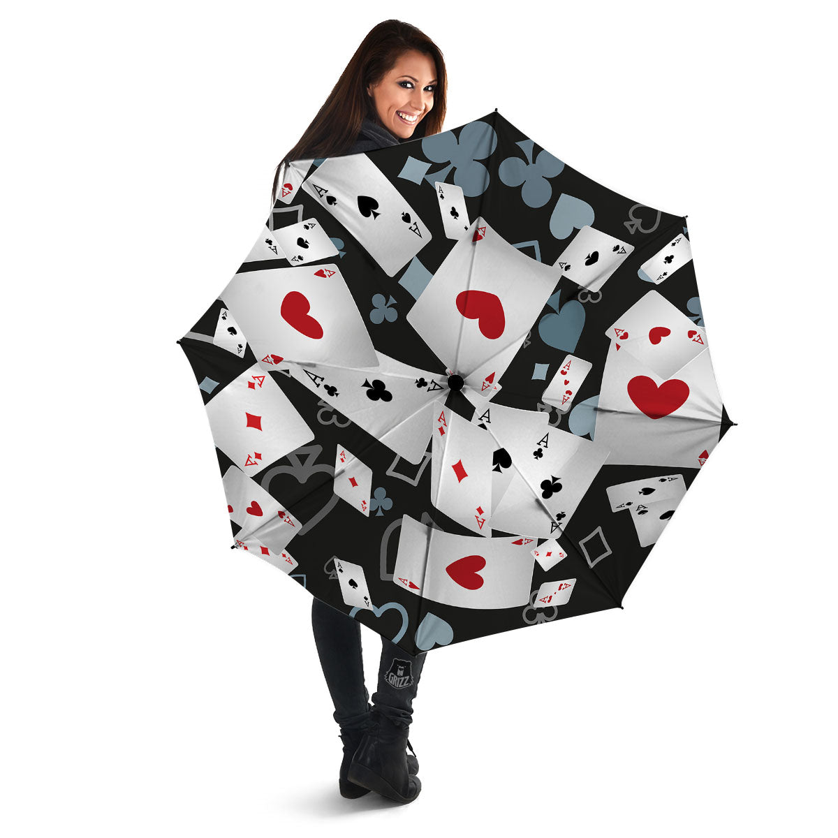 Casino Card Falling Print Umbrella-grizzshop