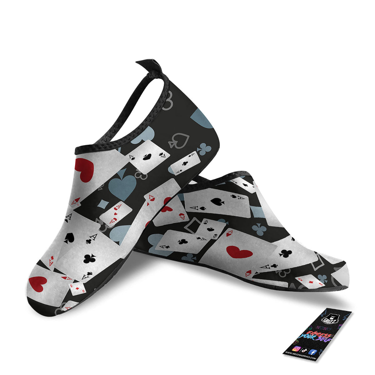 Casino Card Falling Print Water Shoes-grizzshop
