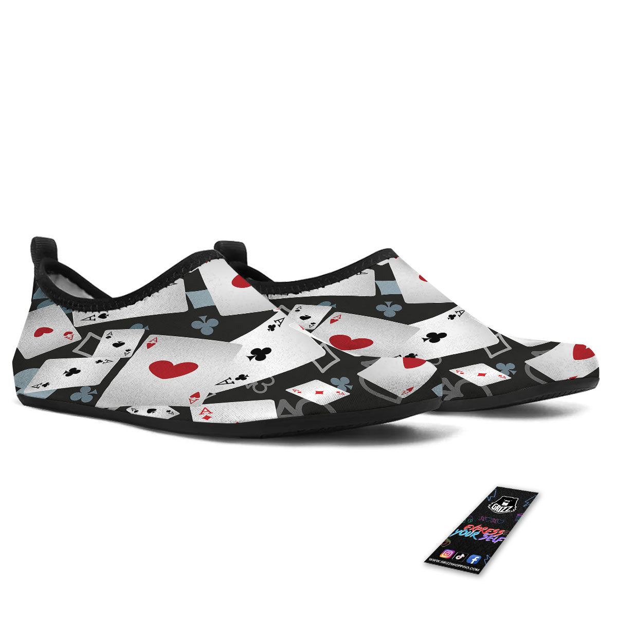Casino Card Falling Print Water Shoes-grizzshop