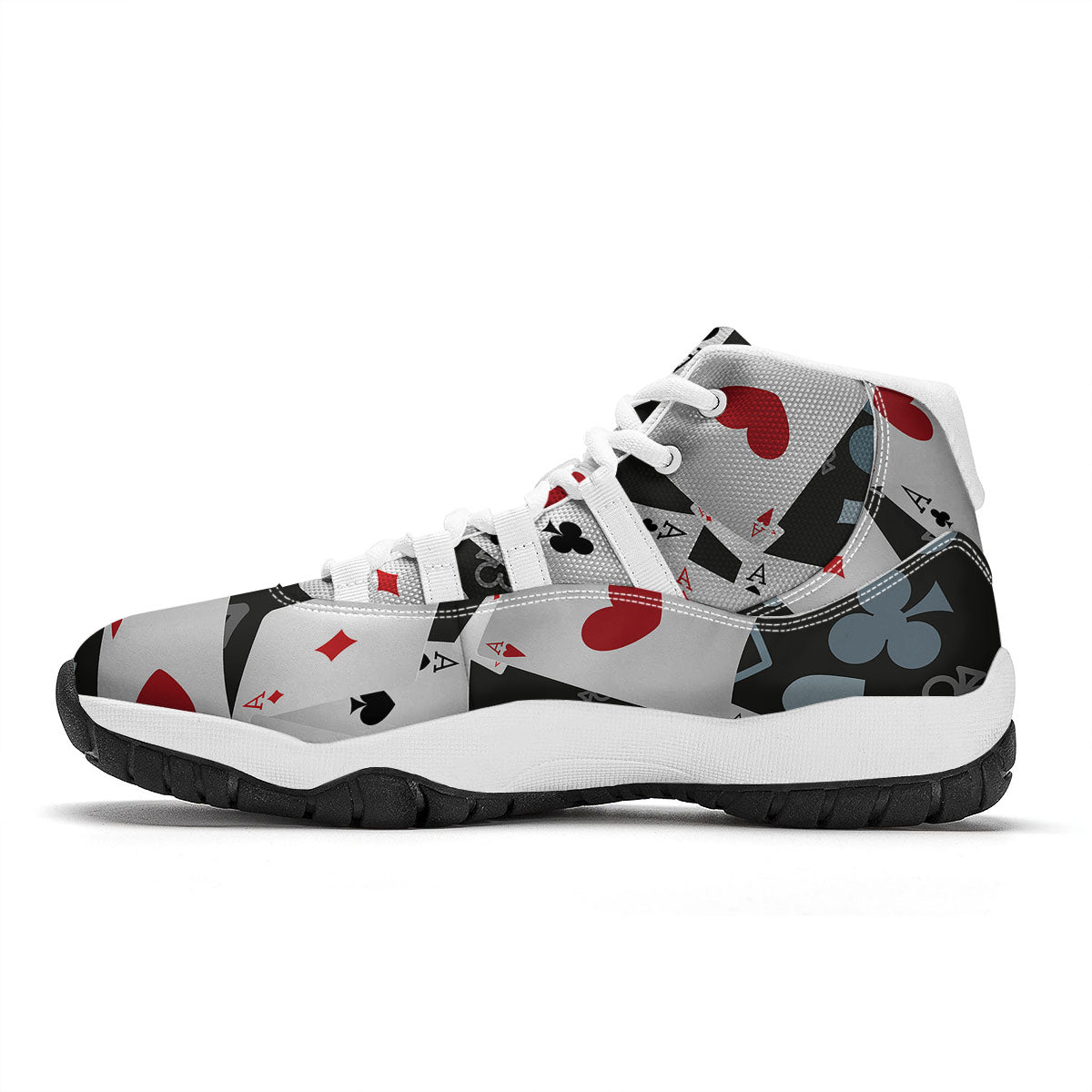 Casino Card Falling Print White Bball Shoes-grizzshop