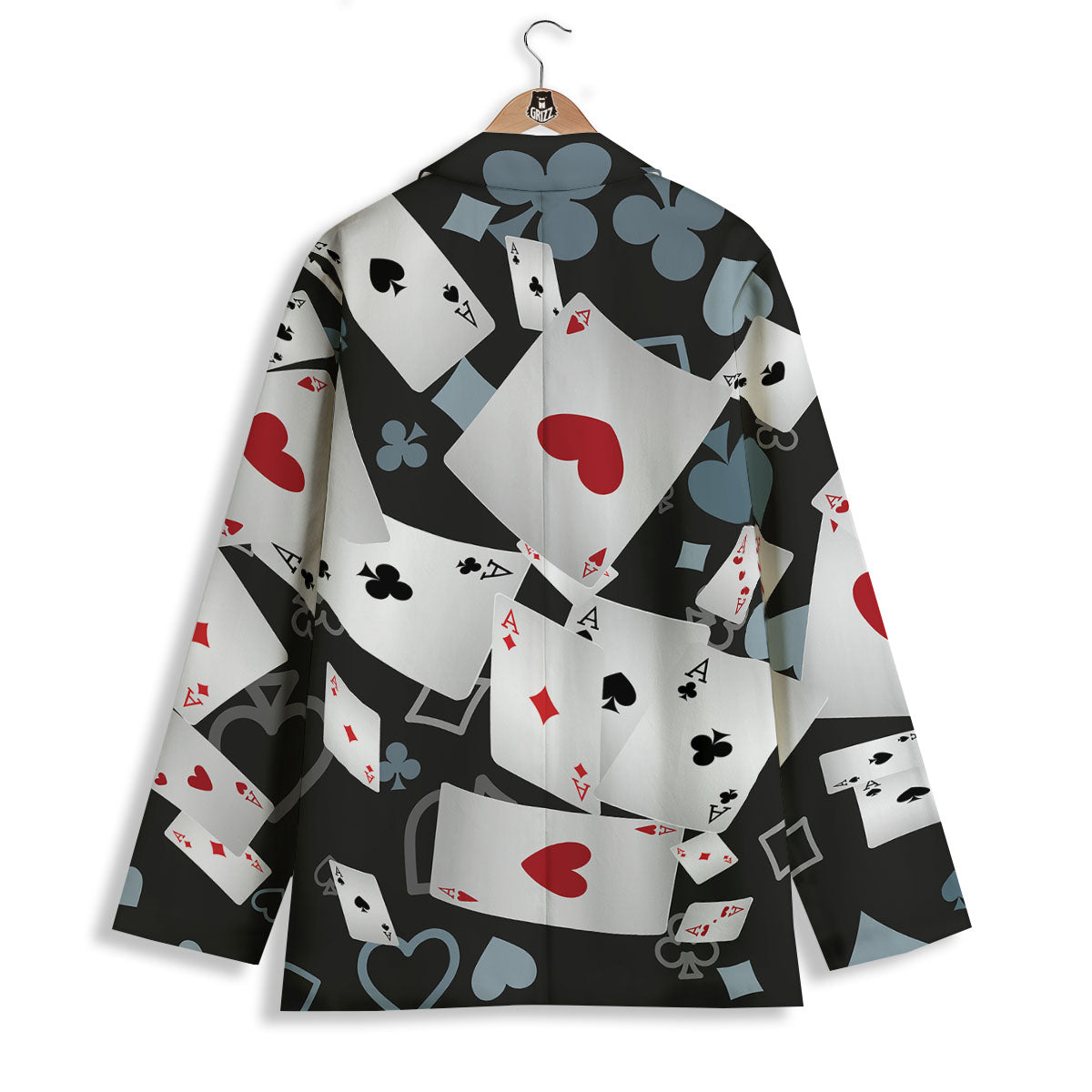Casino Card Falling Print Women's Blazer-grizzshop