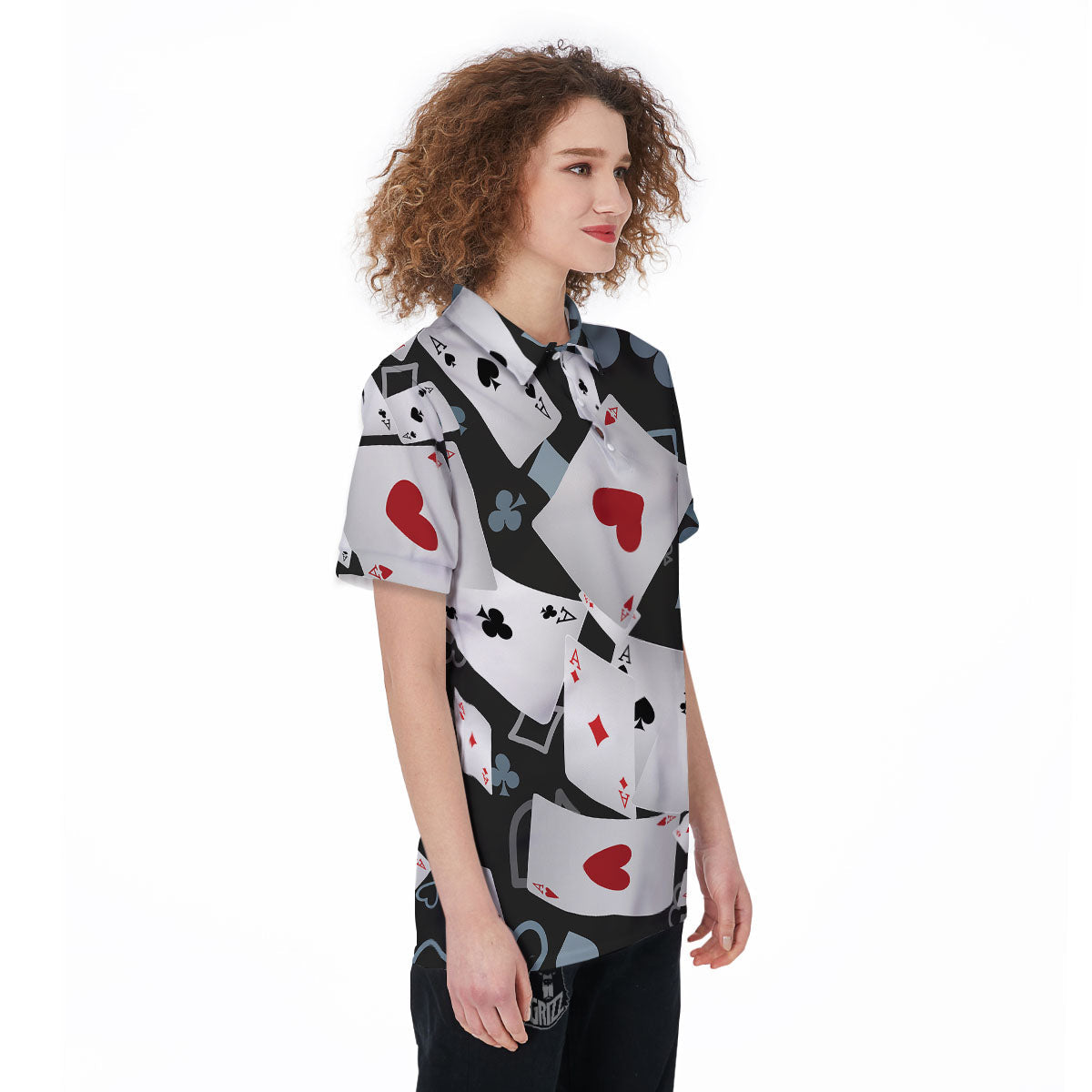 Casino Card Falling Print Women's Golf Shirts-grizzshop