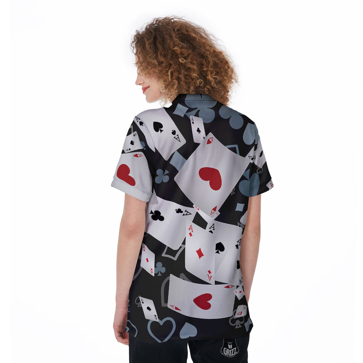 Casino Card Falling Print Women's Golf Shirts-grizzshop