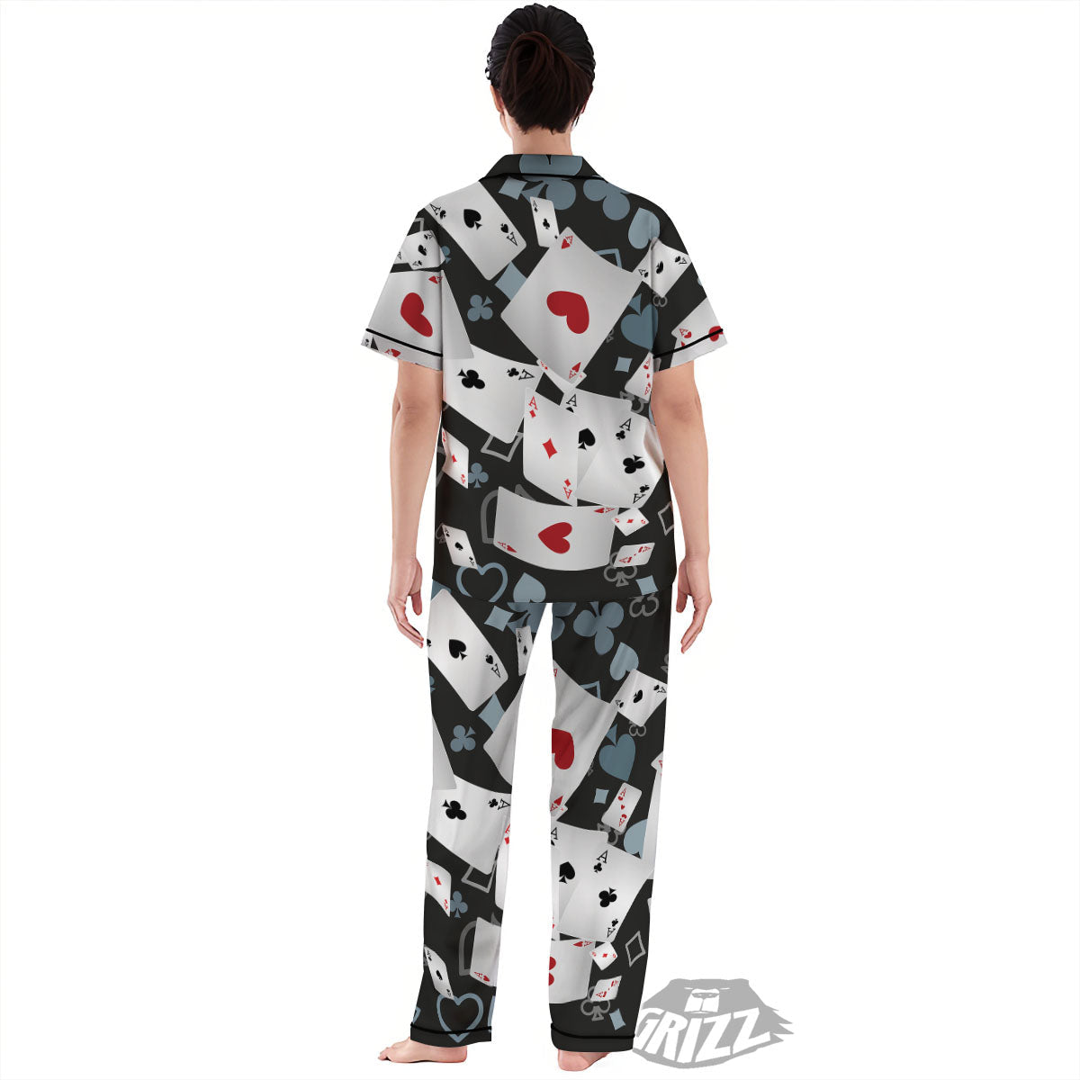 Casino Card Falling Print Women's Pajamas Set-grizzshop