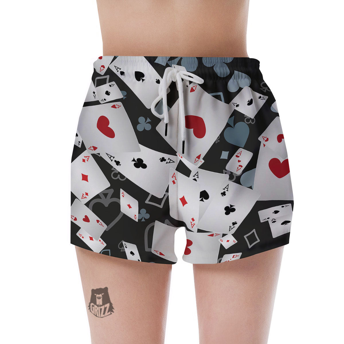 Casino Card Falling Print Women's Shorts-grizzshop