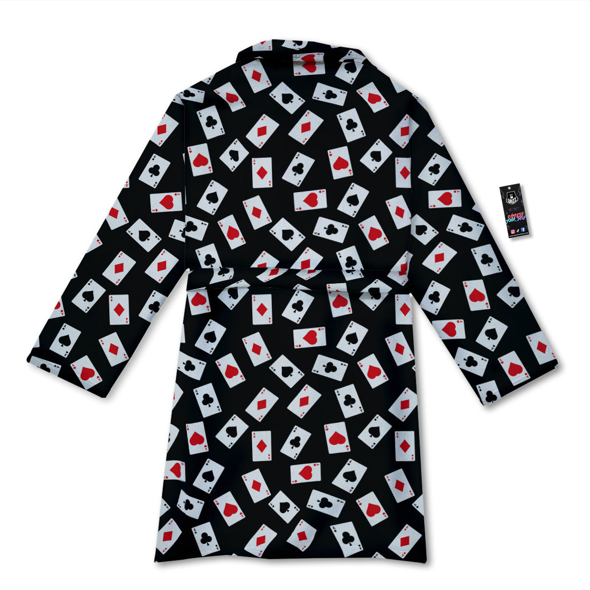 Casino Card Red And Black Print Pattern Bathrobe-grizzshop