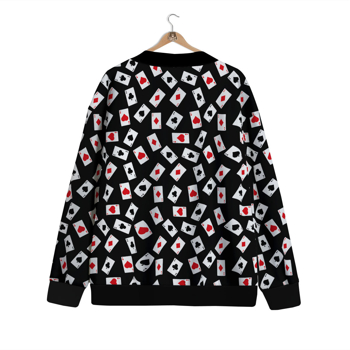 Casino Card Red And Black Print Pattern Cardigan-grizzshop