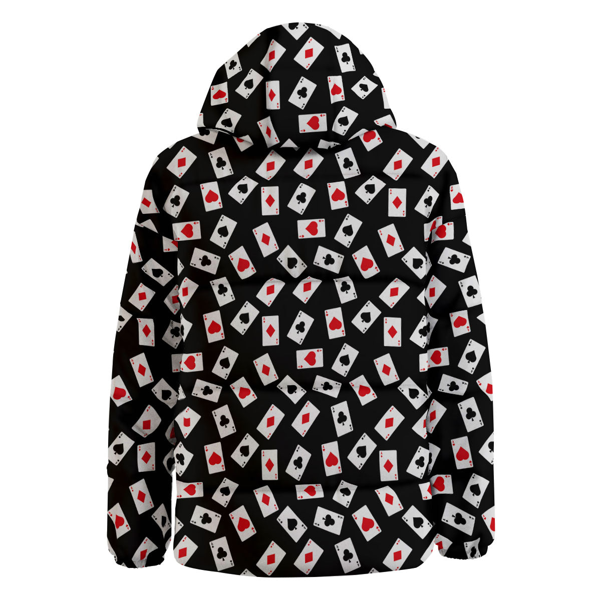 Casino Card Red And Black Print Pattern Down Jacket-grizzshop