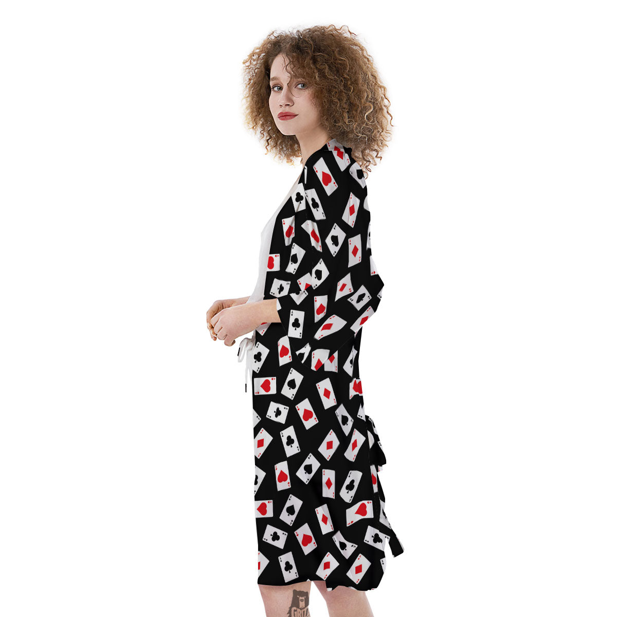 Casino Card Red And Black Print Pattern Kimono-grizzshop