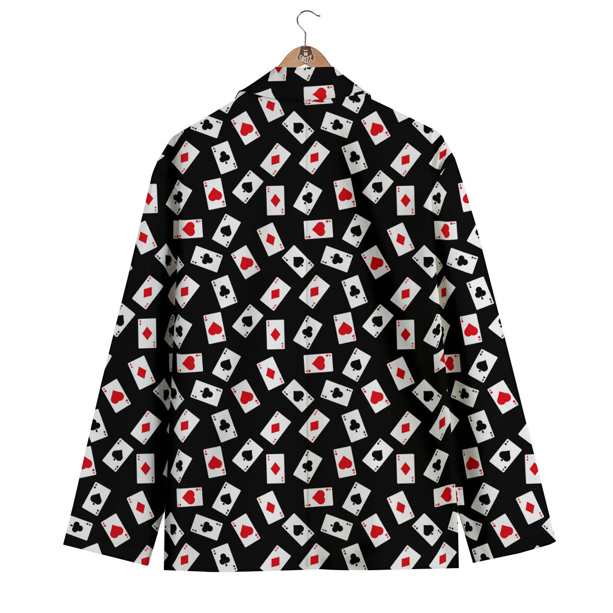 Casino Card Red And Black Print Pattern Men's Blazer-grizzshop