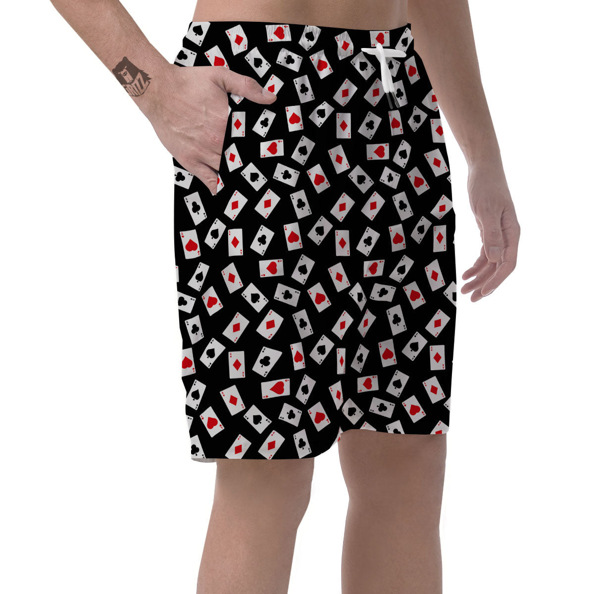 Casino Card Red And Black Print Pattern Men's Shorts-grizzshop