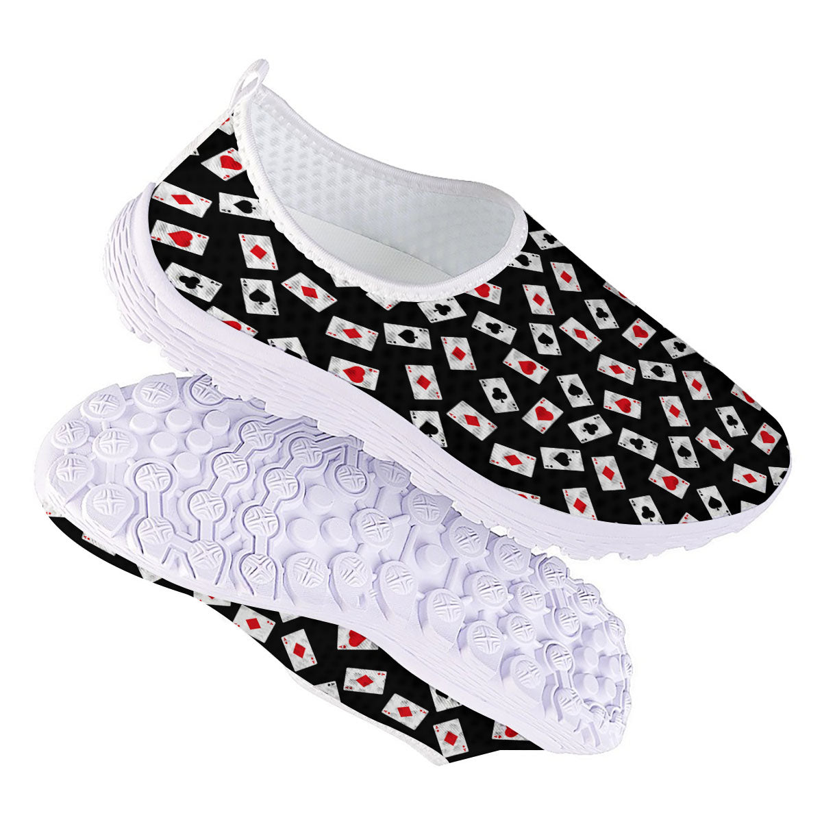 Casino Card Red And Black Print Pattern Nurse Shoes-grizzshop