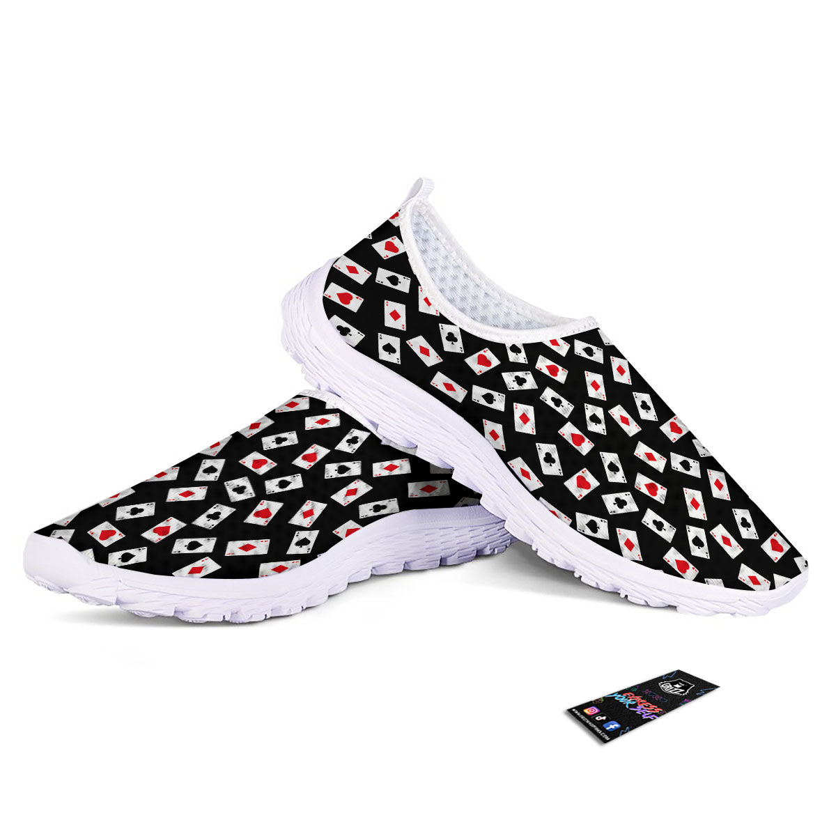 Casino Card Red And Black Print Pattern Nurse Shoes-grizzshop