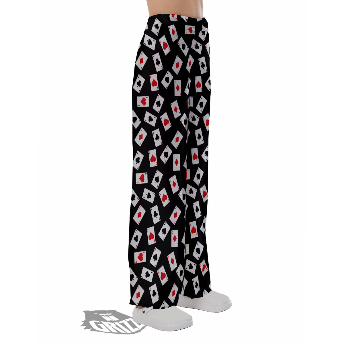 Casino Card Red And Black Print Pattern Pajama Pants-grizzshop