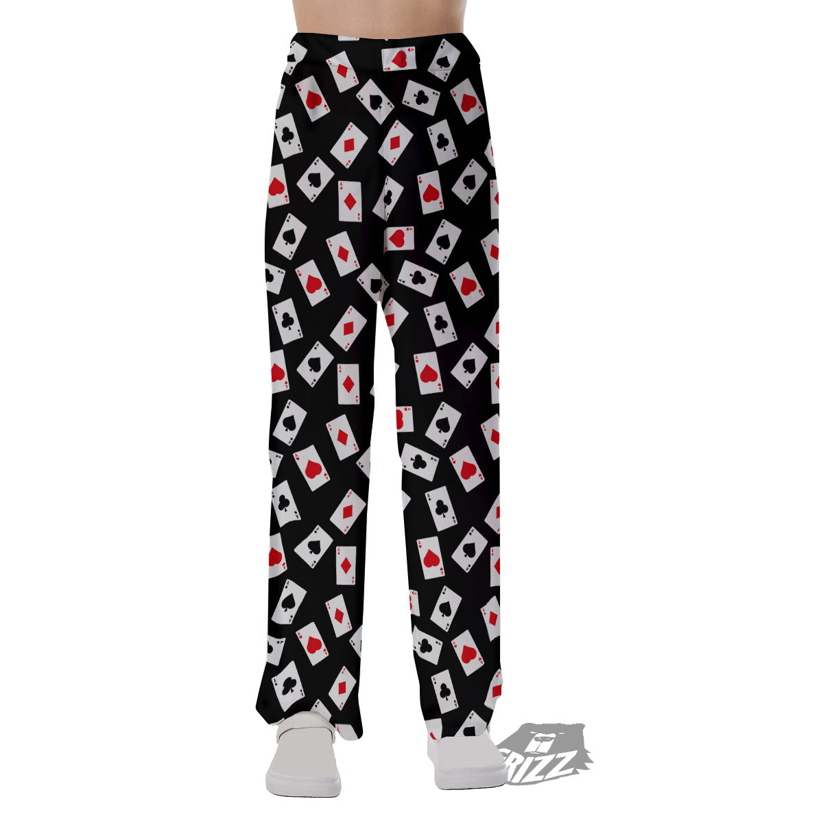 Casino Card Red And Black Print Pattern Pajama Pants-grizzshop
