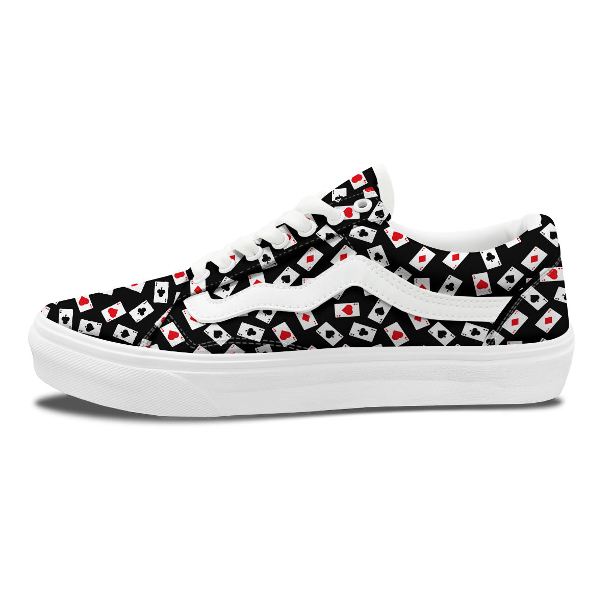 Casino Card Red And Black Print Pattern Skate Shoes-grizzshop