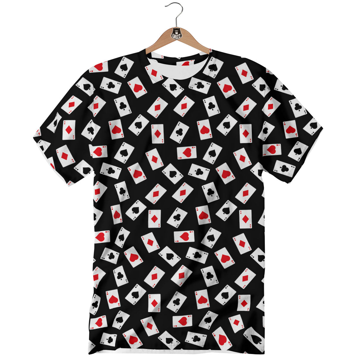 Casino Card Red And Black Print Pattern T-Shirt-grizzshop