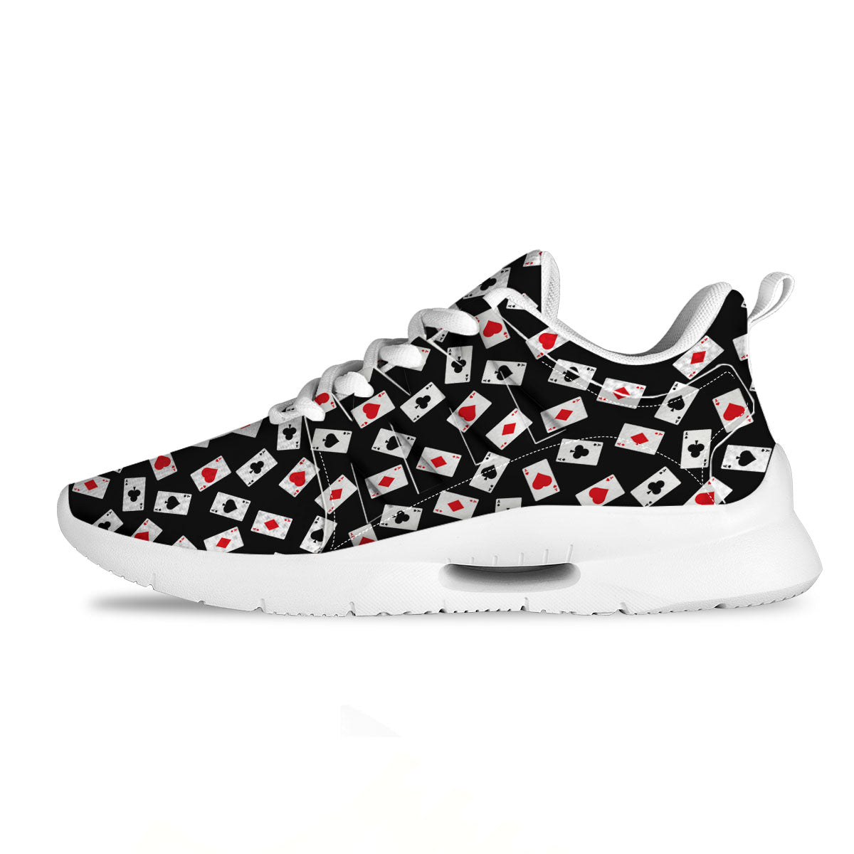 Casino Card Red And Black Print Pattern Tennis Shoes-grizzshop