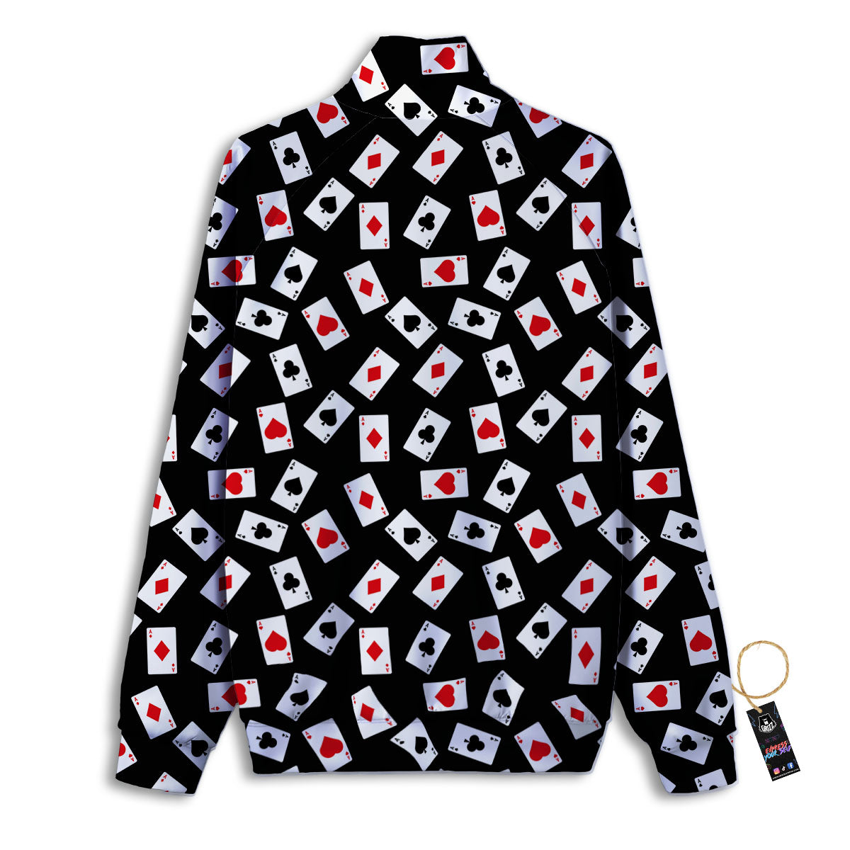 Casino Card Red And Black Print Pattern Track Jacket-grizzshop