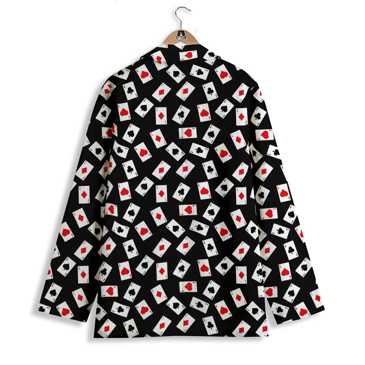 Casino Card Red And Black Print Pattern Women's Blazer-grizzshop