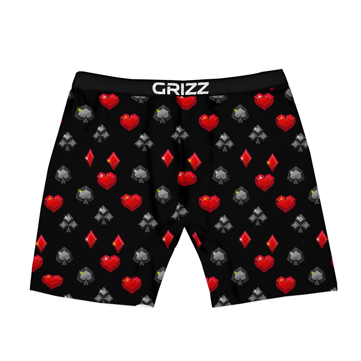 Casino Card Suits Red Black Print Pattern Boxer Briefs-grizzshop