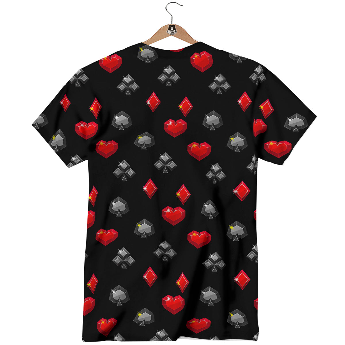 Casino Card Suits Red Black Print Pattern T-Shirt-grizzshop