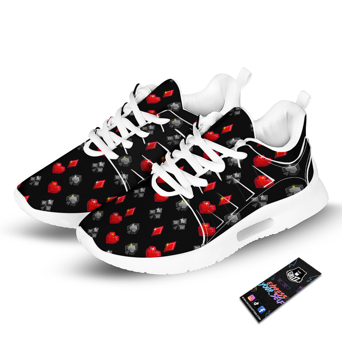 Casino Card Suits Red Black Print Pattern Tennis Shoes-grizzshop