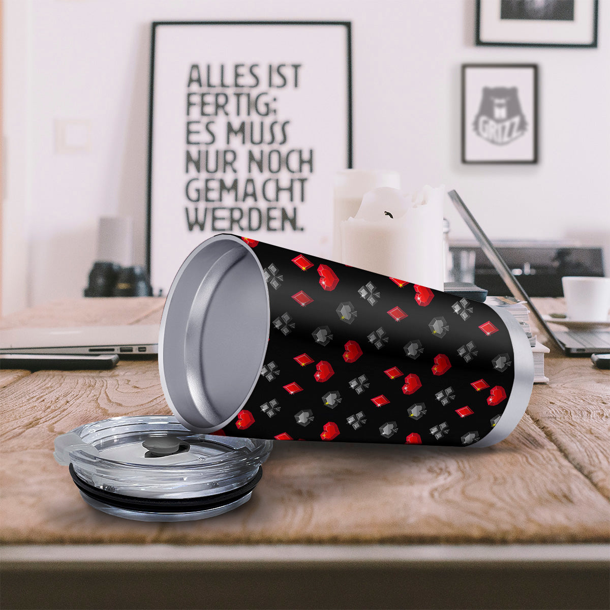 Casino Card Suits Red Black Print Pattern Tumbler-grizzshop