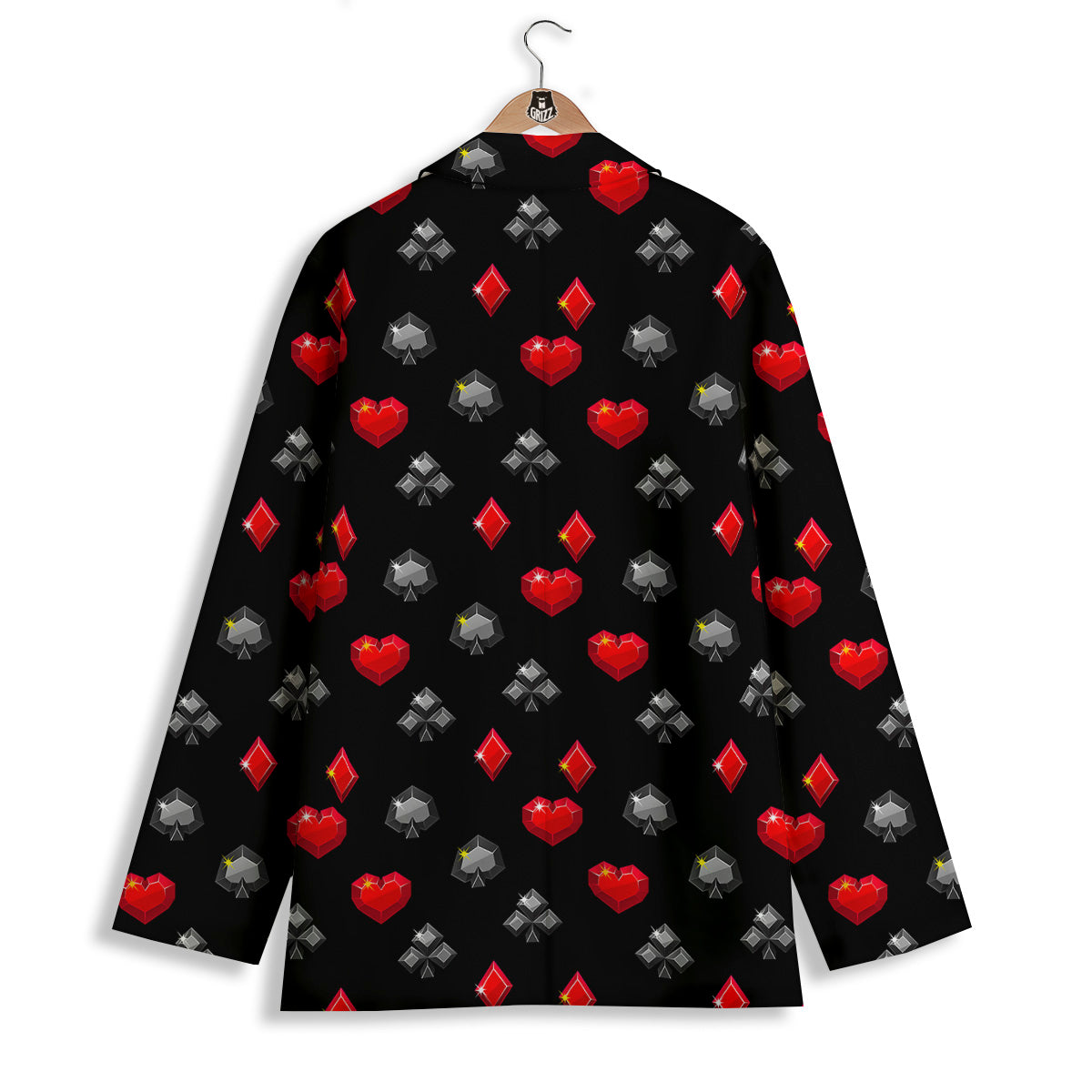 Casino Card Suits Red Black Print Pattern Women's Blazer-grizzshop