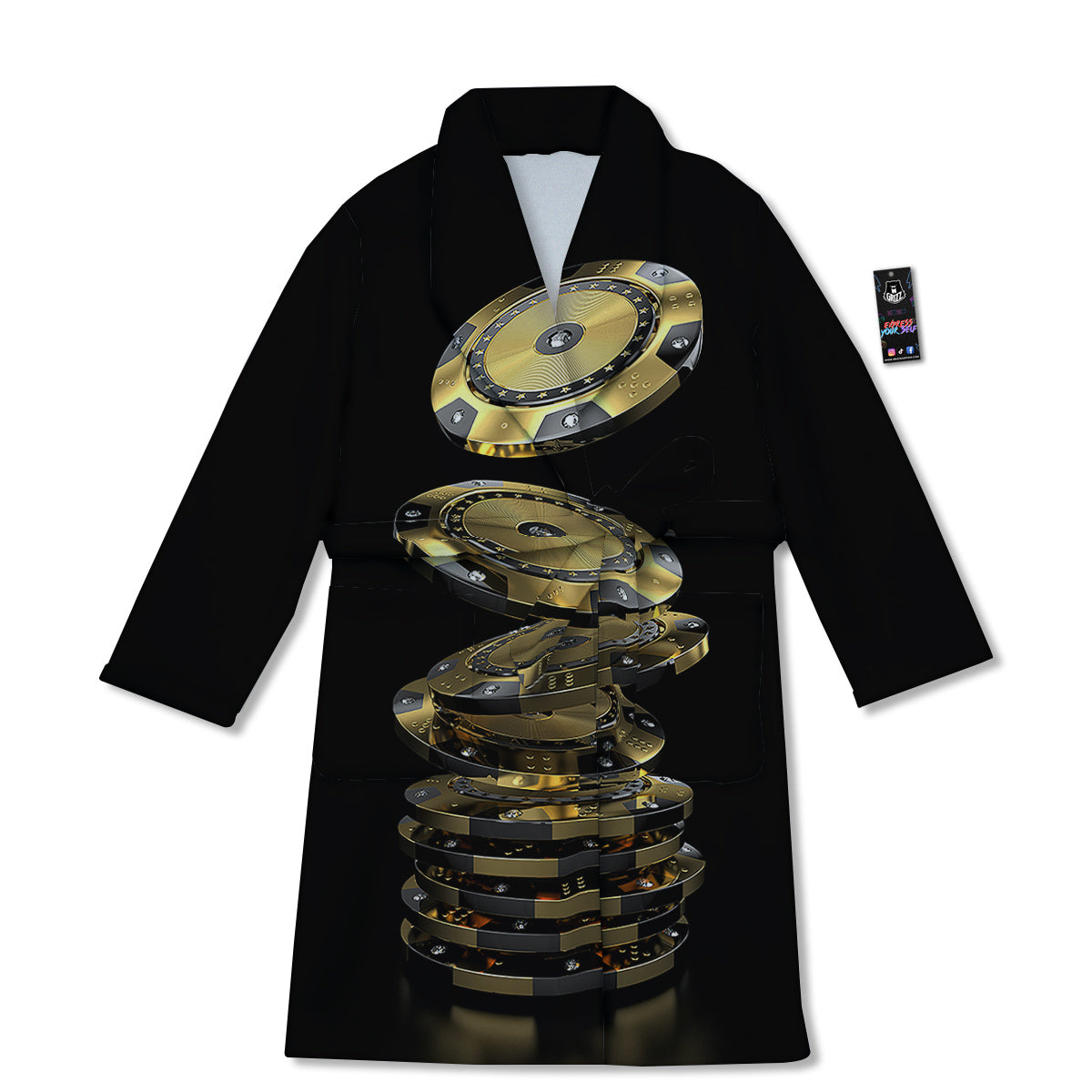Casino Chips Poker Print Bathrobe-grizzshop