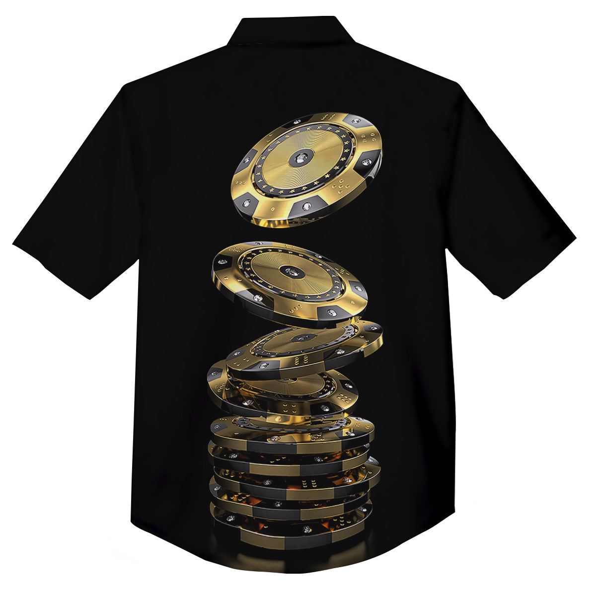 Casino Chips Poker Print Button Up Shirt-grizzshop