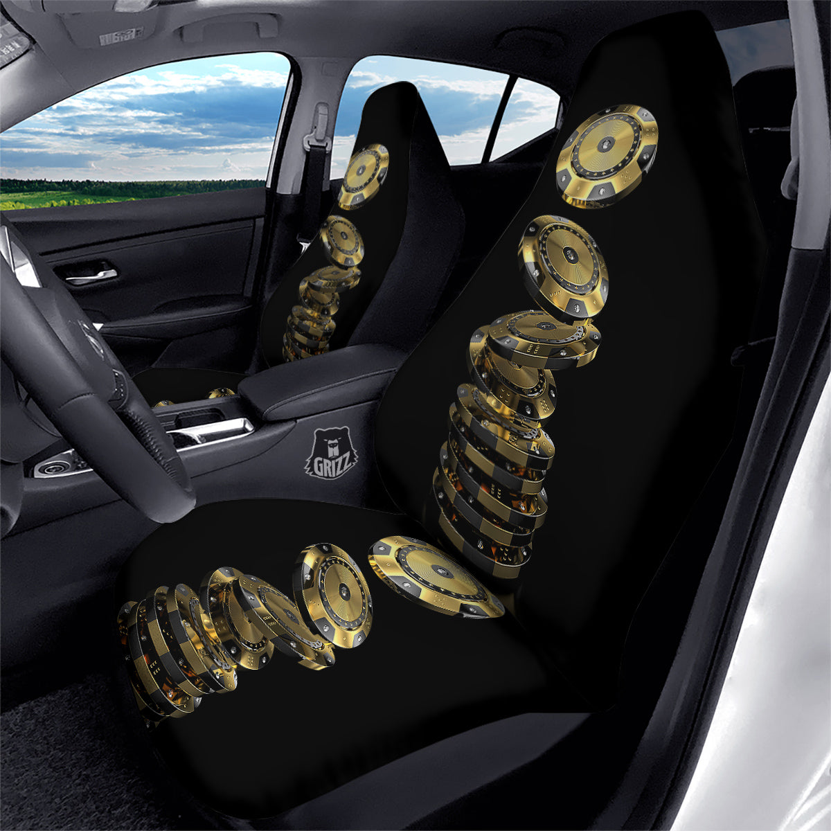 Casino Chips Poker Print Car Seat Covers-grizzshop